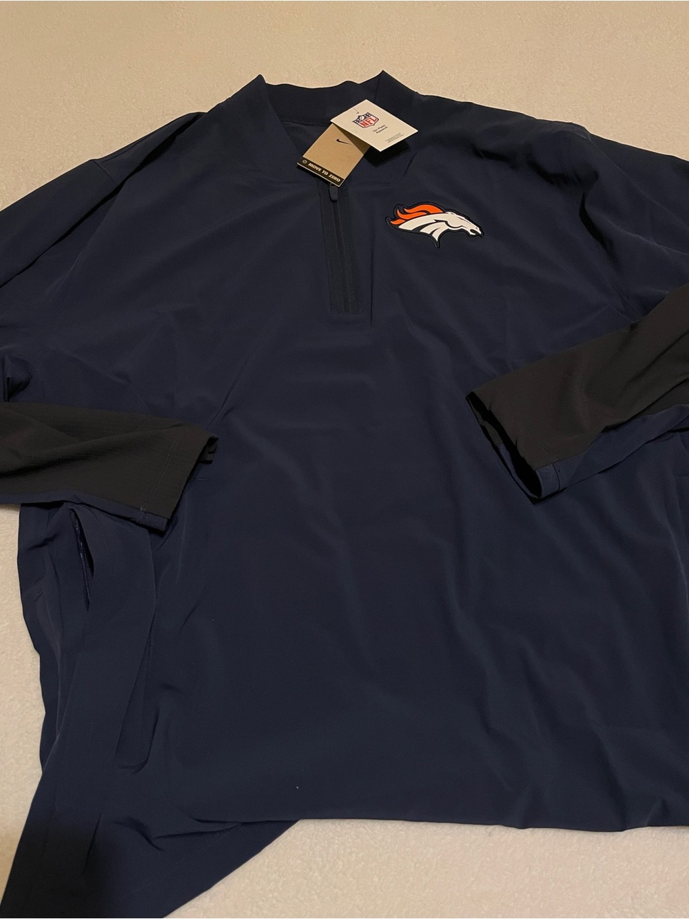 NWT NFL Denver Broncos Nike Sideline Dri-FIT Half-Zip Pullover - Navy